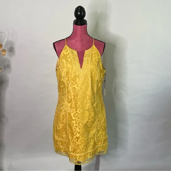 Laundry By Shelli Segal | Dresses | Laundry By Shelli Segal Yellow  Embroidered Paisley Shift Cocktail Dress Sz 2 | Poshmark
